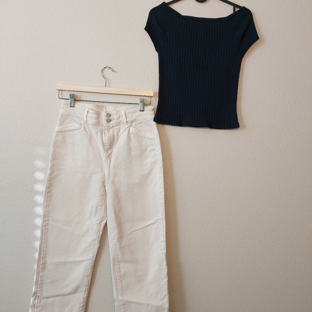 Two Pieces (Jeans and Cropped Shoulder Top)